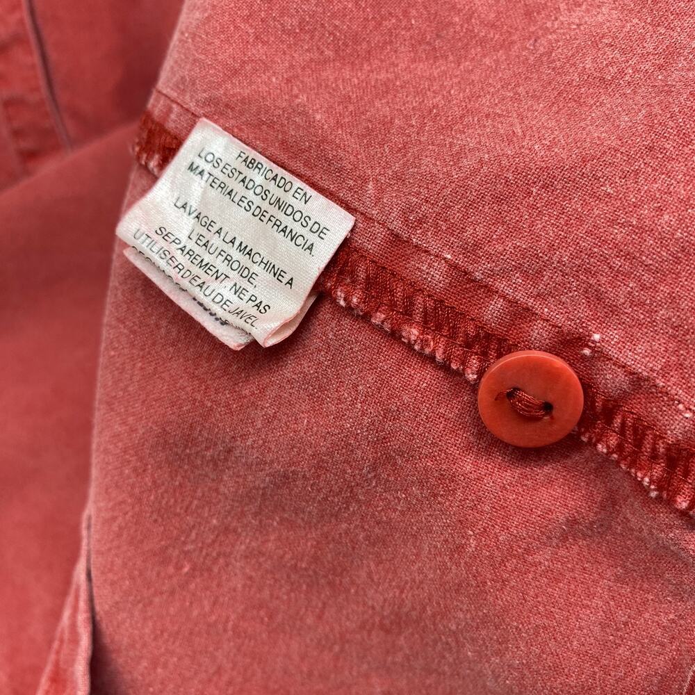 EILEEN FISHER Jacket M Cotton Canvas Mandarin Button Up Boxy Washed Red USA VTG - Picture 8 of 13